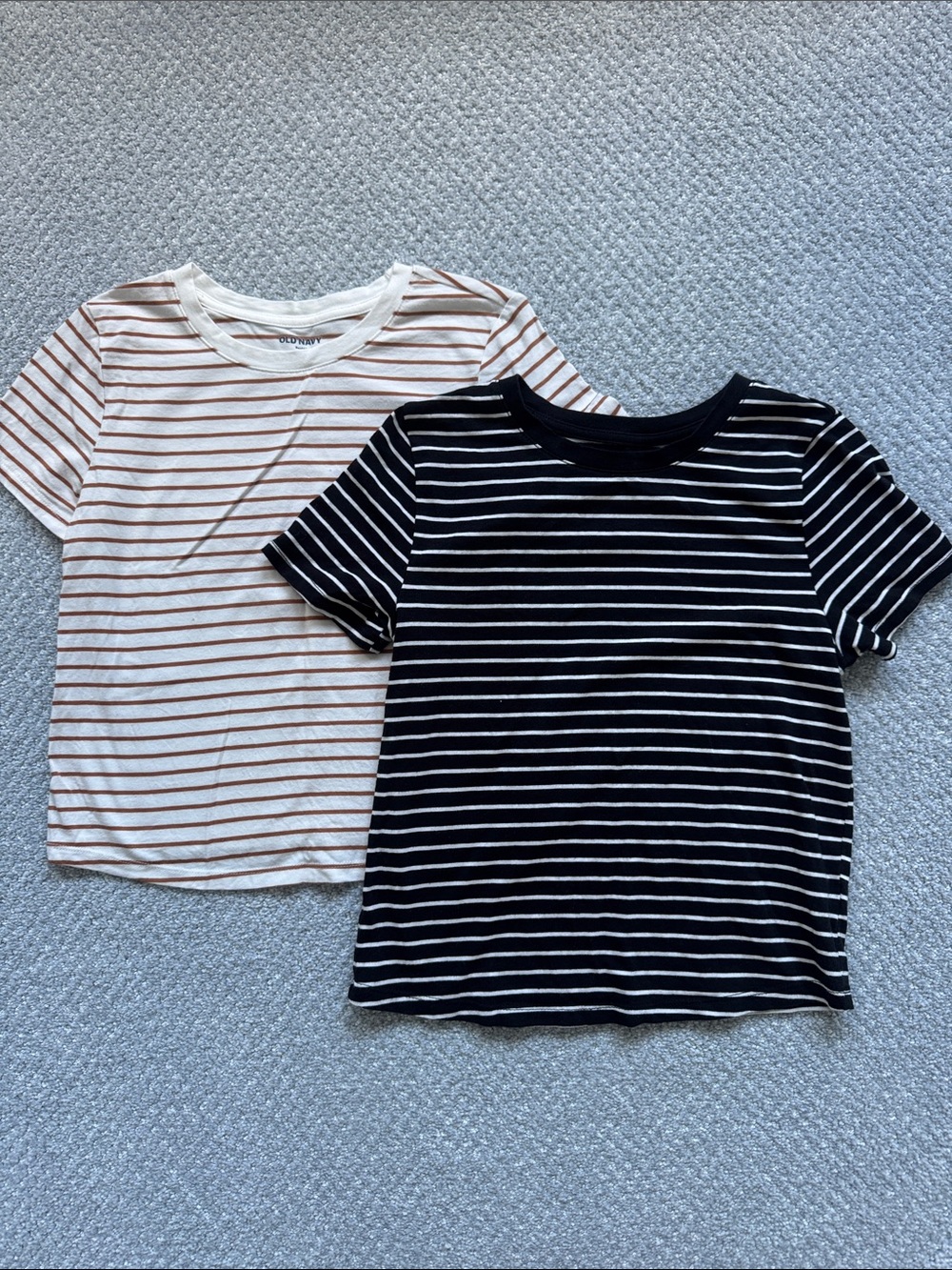 Old Navy Striped Short-Sleeve Tees - Black & Cream with Brown Stripes